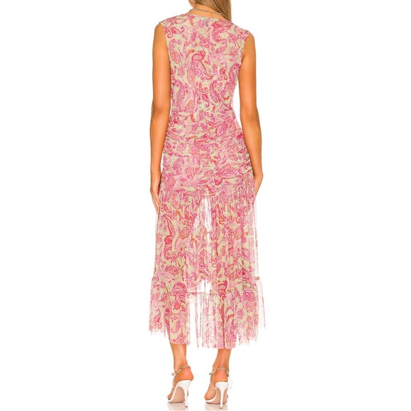 NWT Misa Los Angeles Ava Paisley Print Stretch-Tulle Midi Dress - Picture 6 of 10